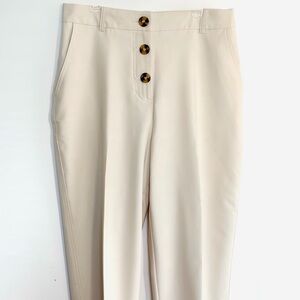 Zara Cream High-Waist Trousers with Tortoiseshell Buttons